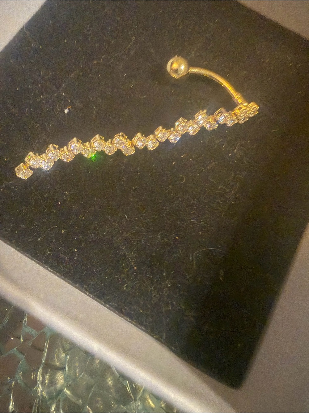 Gold Crystal Belly Button Ring - Sparkling Gold Tone